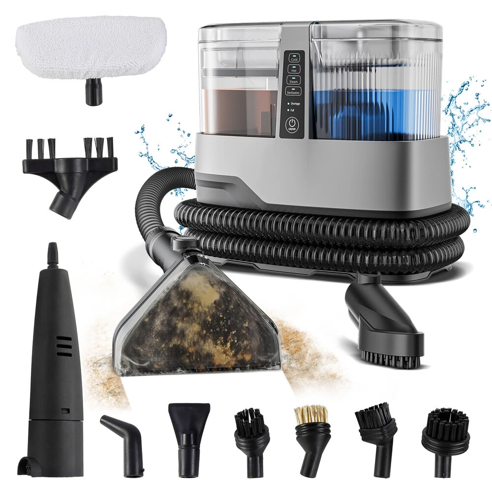 [EU Direct] BlitzHome® BH-C688C 1800W Steam Carpet Cleaner, 17KPa Strong Suction, Dual Water Tank, 1100ML Clean Water & 1200ML Dirty Water Tank, Multipurpose Upholstery & Carpet Cleaning Machine