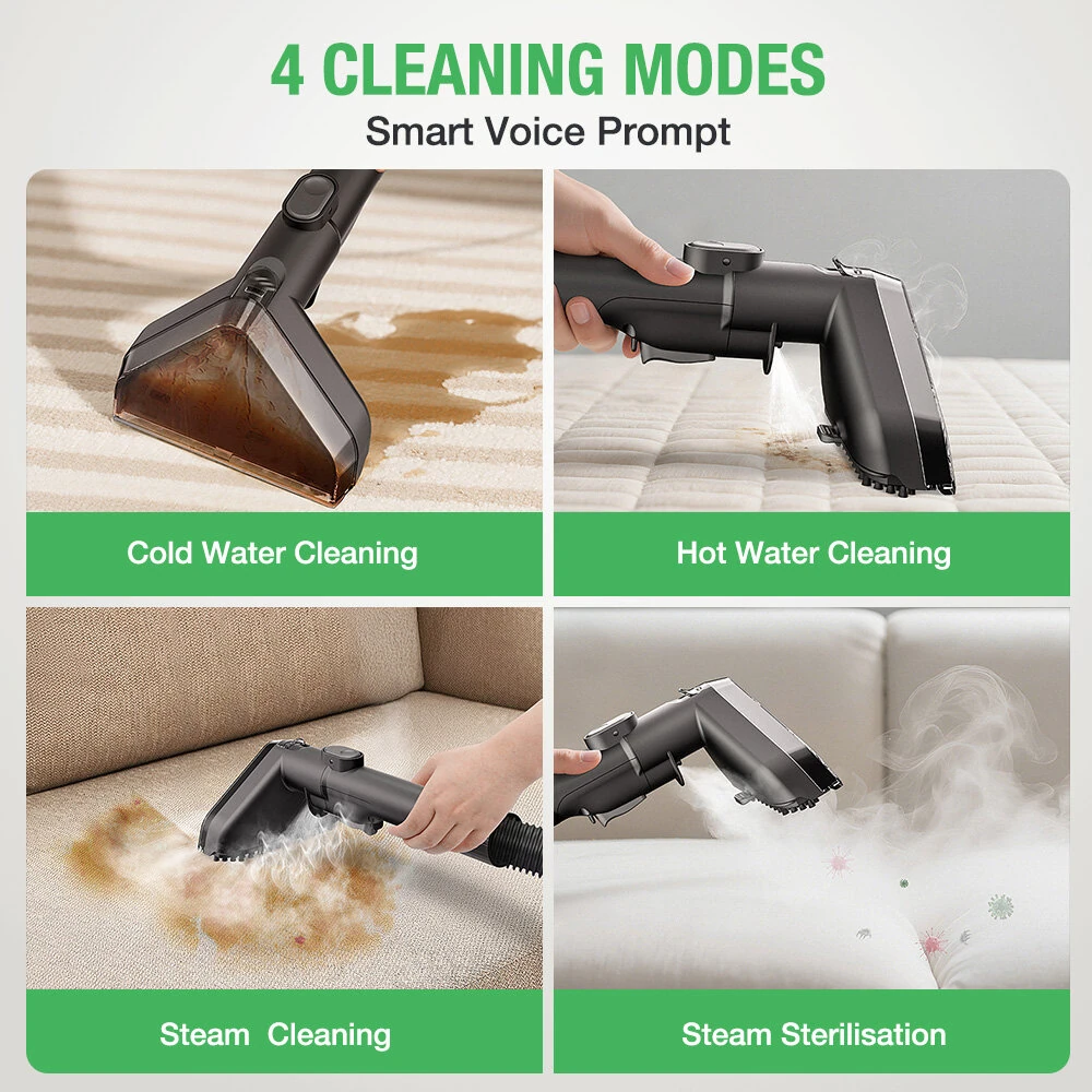 [EU Direct] BlitzHome® BH-C688C 1800W Steam Carpet Cleaner, 17KPa Strong Suction, Dual Water Tank, 1100ML Clean Water & 1200ML Dirty Water Tank, Multipurpose Upholstery & Carpet Cleaning Machine