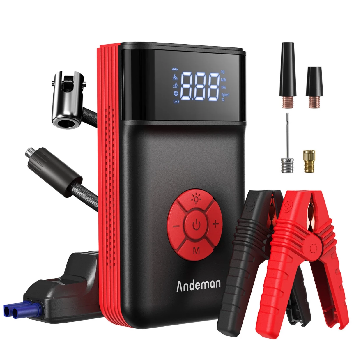 Andeman 4000A 150PSI 11200mAh Portable Jump Starter with Air Compressor Function