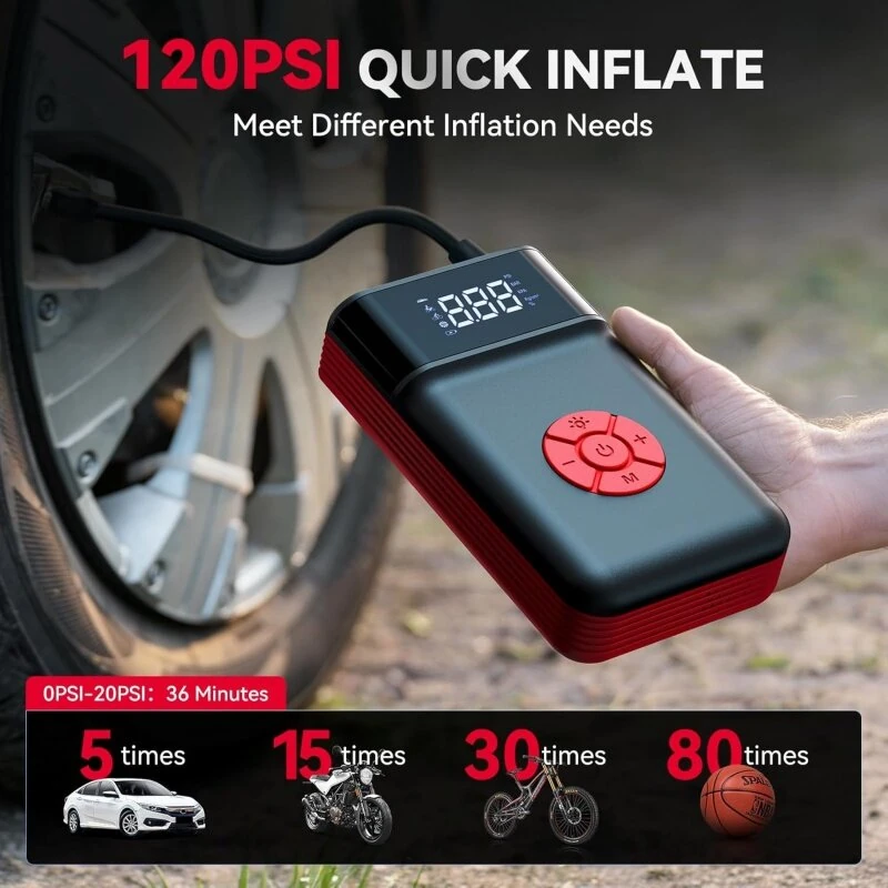 Andeman 4000A 150PSI 11200mAh Portable Jump Starter with Air Compressor Function