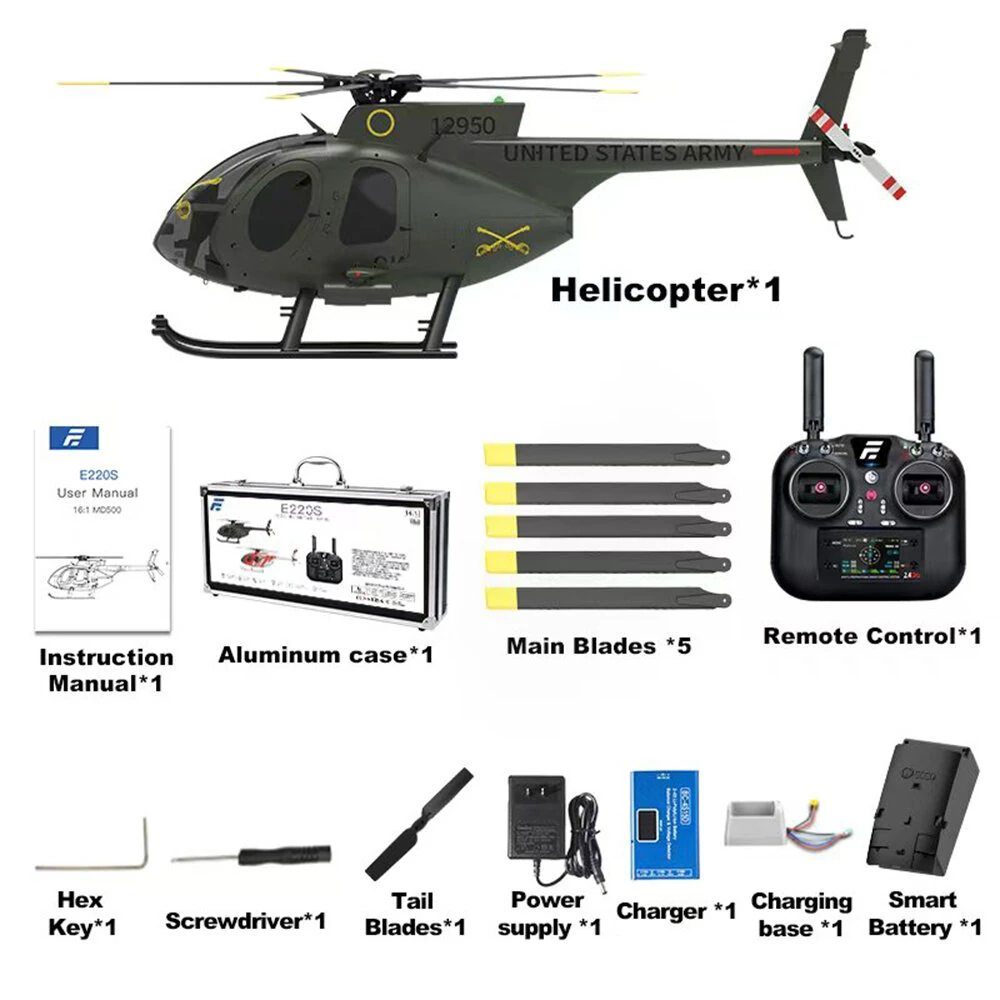 Eachine E220S MD500 2.4G 9CH GPS Optical Flow Localization TOF LiDAR Altitude Hold Dual Brushless Motor 1:16 Scale Flybarless RC Helicopter RTF