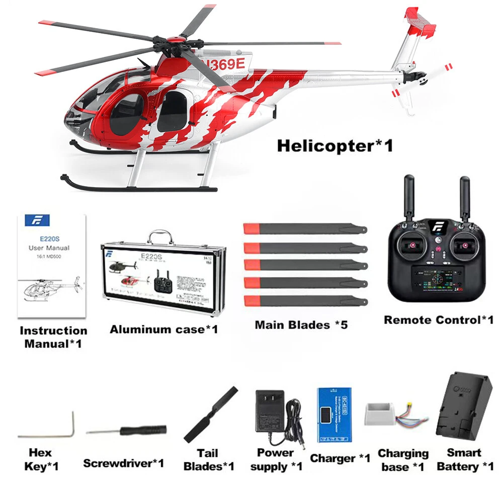 Eachine E220S MD500 2.4G 9CH GPS Optical Flow Localization TOF LiDAR Altitude Hold Dual Brushless Motor 1:16 Scale Flybarless RC Helicopter RTF