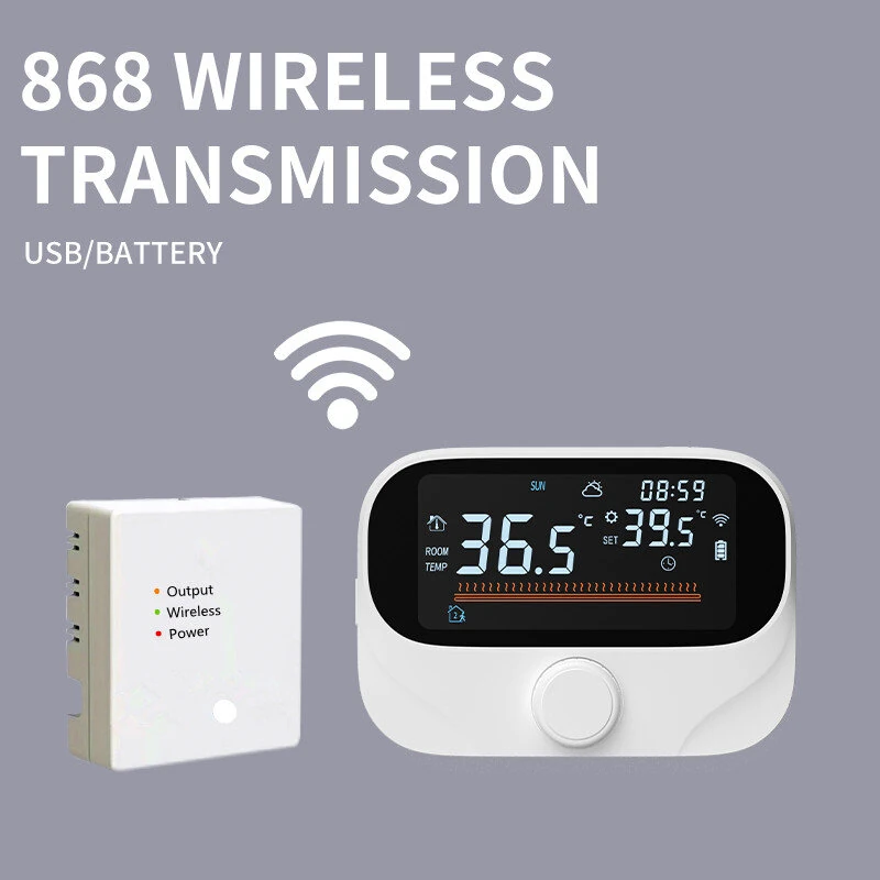 Tuya WiFi Smart Home Wireless Thermostat RF Battery Gas Boiler Water Heating Digital Temperature Controller Work with Alexa Google Home