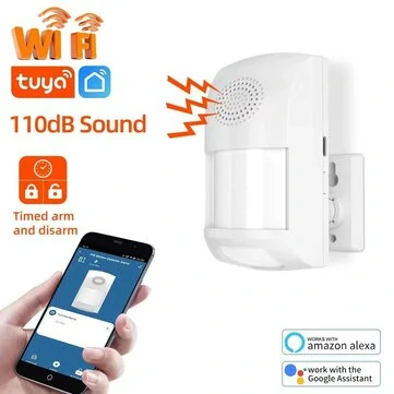 Tuya WiFi Infrared PIR Motion Sensor Security Protection Presence Sensor Detector Burglar Sound Alarm Smart Life Work with Alexa