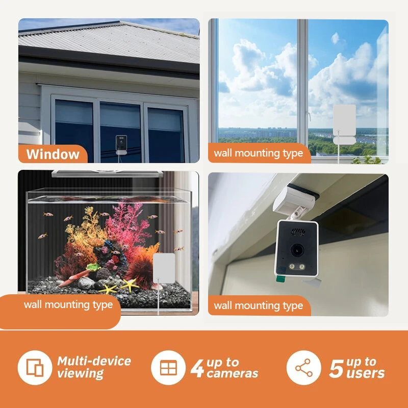 Guudgo 3MP 2K Mini Window Security Camera Wireless WiFi HD Night Vision Indoor Outdoor Window Wall Mount Indoors Home Surveillance Camera