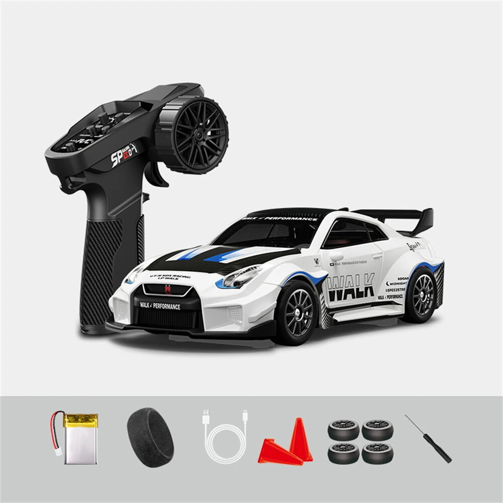 Hstar D43-02 RTR 1/43 2.4G 4WD Drift RC Car Gyro Mini Full Proportional Alloy Body Shell LED Light Remote Control High-Speed Motor On-Road Racing Vehicle Model Boys Gifts Toys