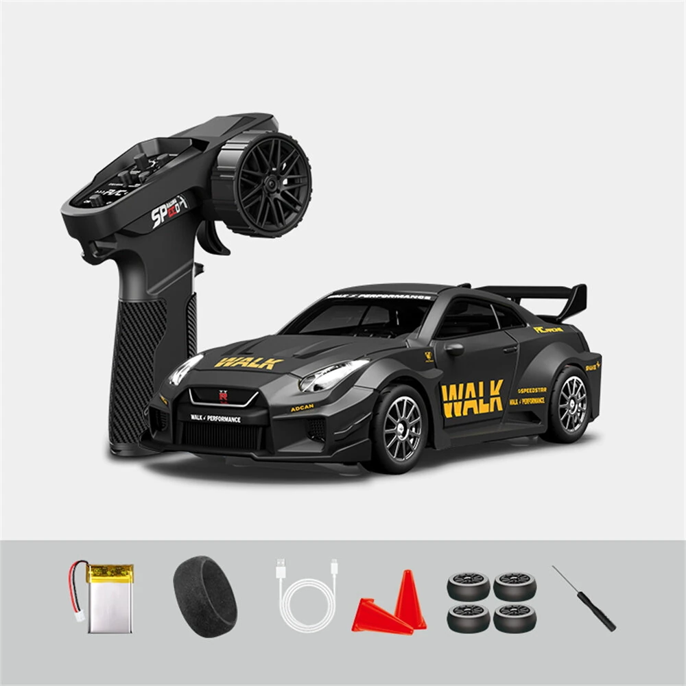 Hstar D43-02 RTR 1/43 2.4G 4WD Drift RC Car Gyro Mini Full Proportional Alloy Body Shell LED Light Remote Control High-Speed Motor On-Road Racing Vehicle Model Boys Gifts Toys