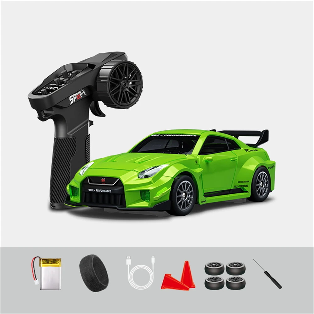 Hstar D43-02 RTR 1/43 2.4G 4WD Drift RC Car Gyro Mini Full Proportional Alloy Body Shell LED Light Remote Control High-Speed Motor On-Road Racing Vehicle Model Boys Gifts Toys