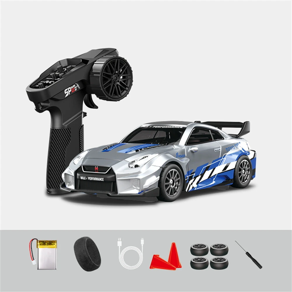 Hstar D43-02 RTR 1/43 2.4G 4WD Drift RC Car Gyro Mini Full Proportional Alloy Body Shell LED Light Remote Control High-Speed Motor On-Road Racing Vehicle Model Boys Gifts Toys