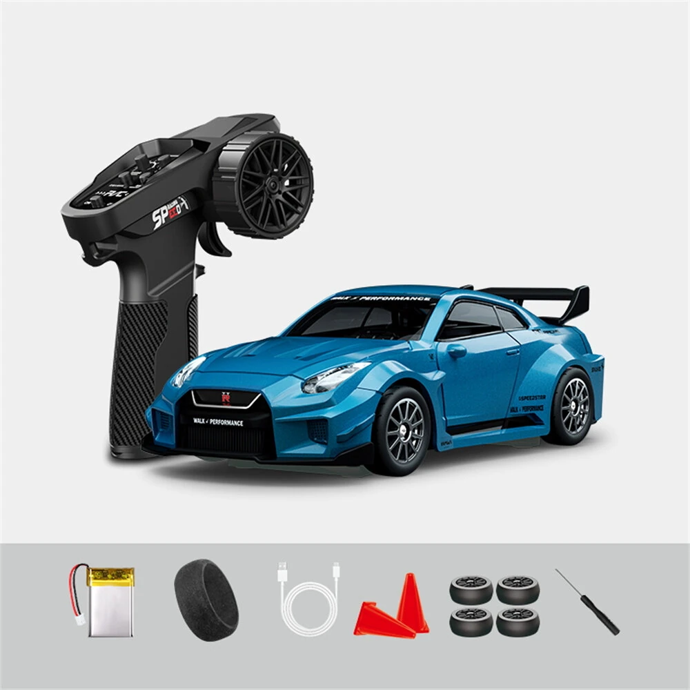 Hstar D43-02 RTR 1/43 2.4G 4WD Drift RC Car Gyro Mini Full Proportional Alloy Body Shell LED Light Remote Control High-Speed Motor On-Road Racing Vehicle Model Boys Gifts Toys