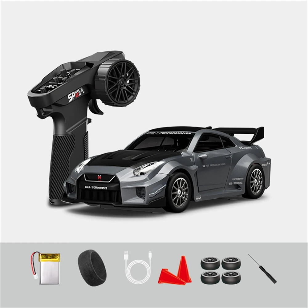 Hstar D43-02 RTR 1/43 2.4G 4WD Drift RC Car Gyro Mini Full Proportional Alloy Body Shell LED Light Remote Control High-Speed Motor On-Road Racing Vehicle Model Boys Gifts Toys