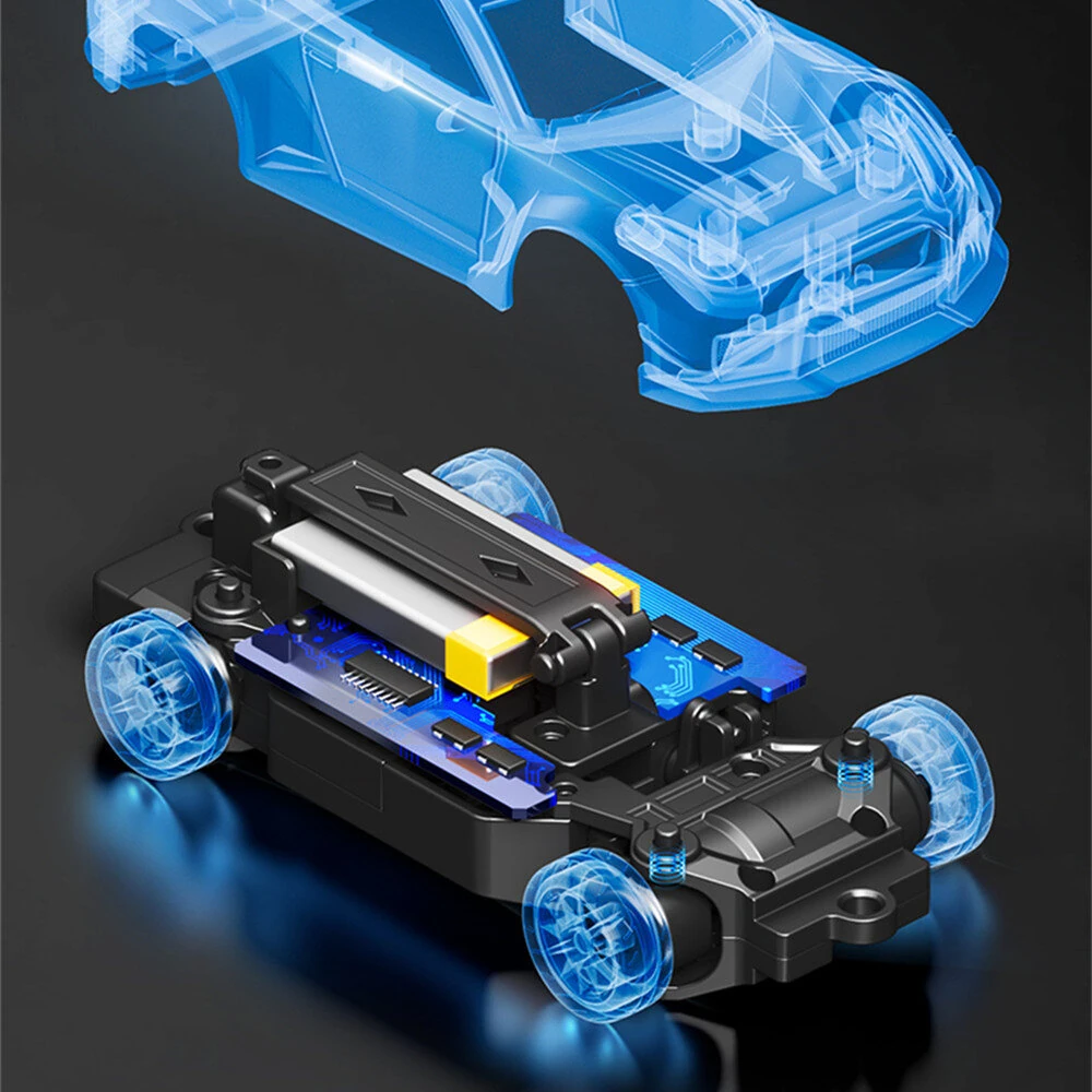 Hstar D43-02 RTR 1/43 2.4G 4WD Drift RC Car Gyro Mini Full Proportional Alloy Body Shell LED Light Remote Control High-Speed Motor On-Road Racing Vehicle Model Boys Gifts Toys