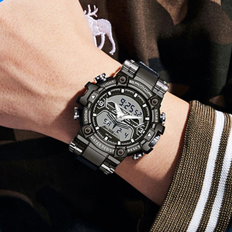 SANDA Men's Sport Digital Watches Multifunctional Luminous Wrist Watch Waterproof Shockproof Alarm Clock Men Watch