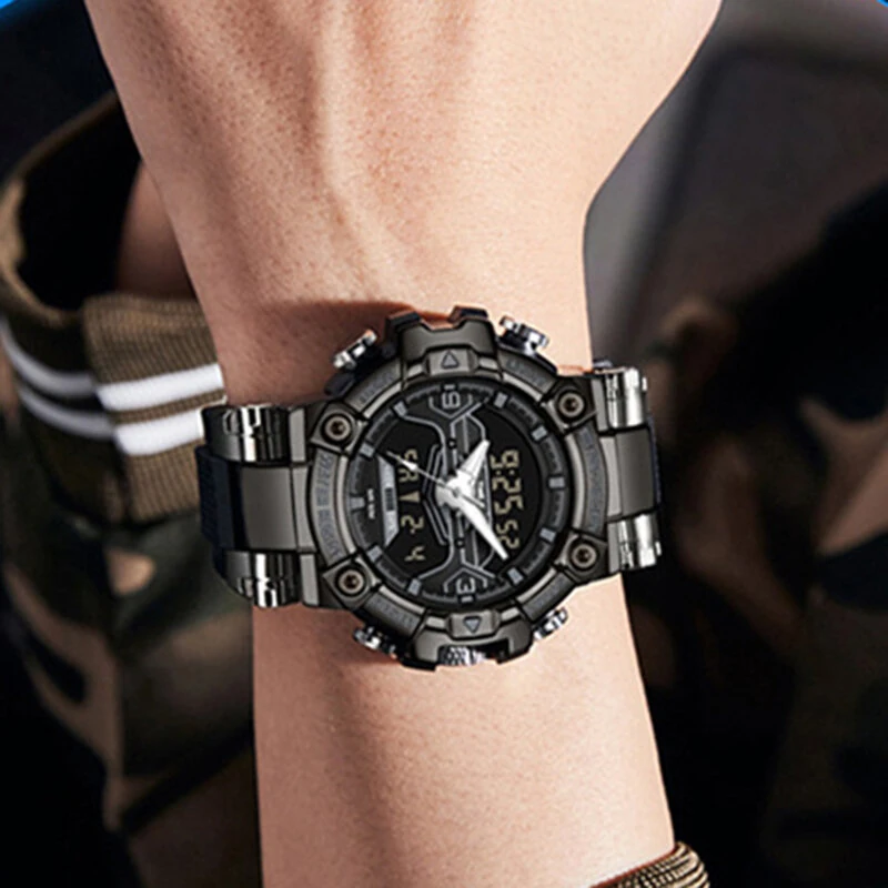 SANDA Men's Sport Digital Watches Multifunctional Luminous Wrist Watch Waterproof Shockproof Alarm Clock Men Watch