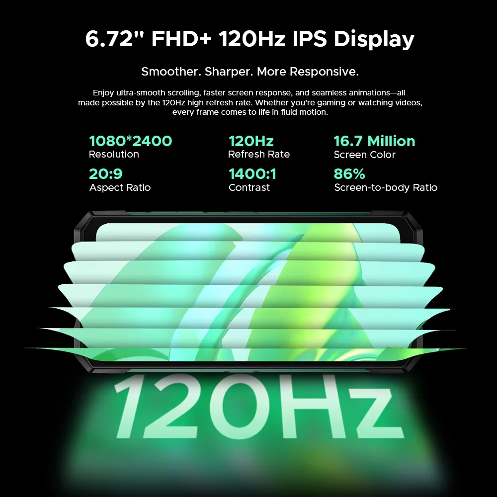 DOOGEE S200 Ultra AI 5G 1.32 inch AMOLED Rear Display 48GB 1TB LED light effect 100MP Triple Camera Night Vision Dimensity 7400 6.72 inch 120Hz 11000mAh 66W Fast Charge Android 15 NFC IP68 IP69K Waterproof Rugged Smartphone