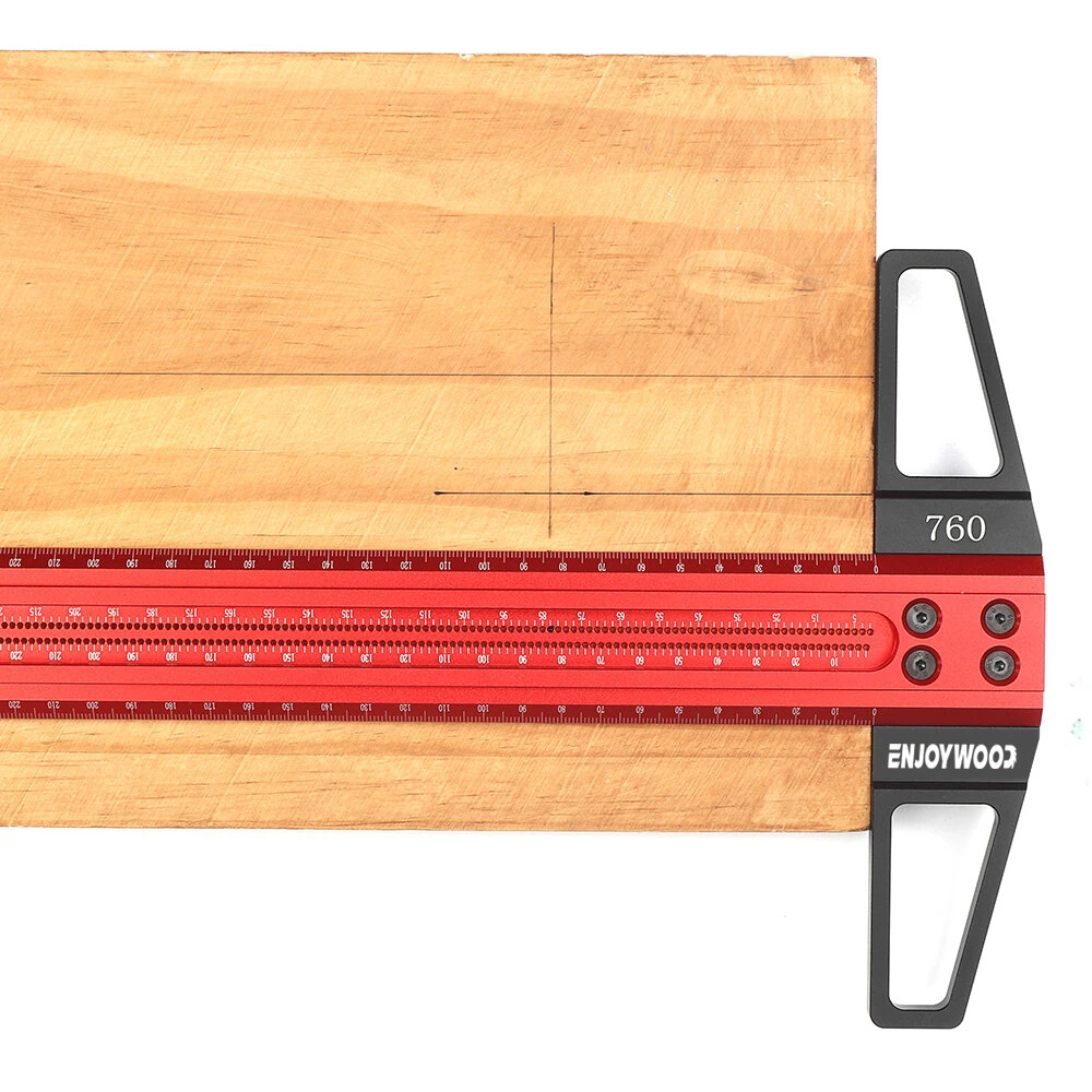 ENJOYWOOD TS Precision Woodworking Line Scriber Marking T Ruler Aluminum Alloy Hole Positioning Marking Gauge 300/400/500/600/760mm