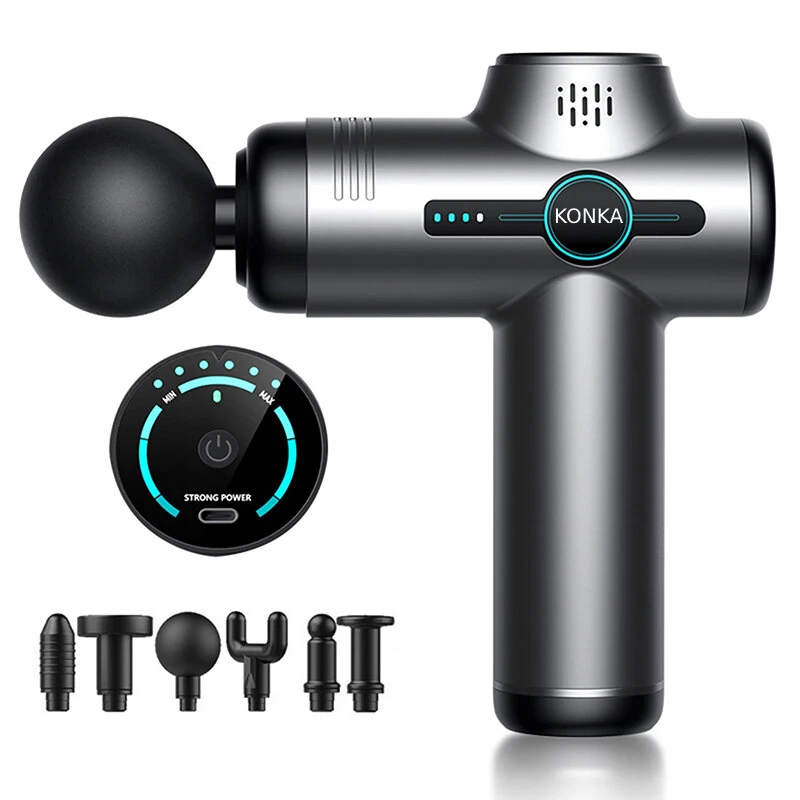 KONKA V1 Massage Gun 6 Speeds Adjustable Gear 6 Massage Heads 3200 rpm Fascia Gun Muscle Relaxation Brushed Motor