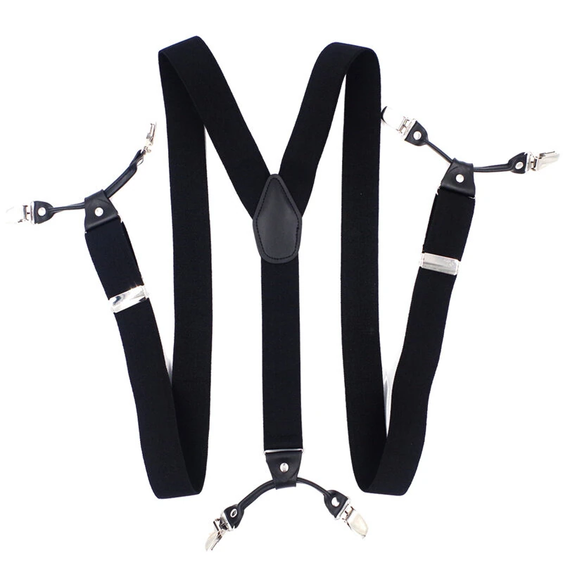 Men's Suspender Business Trousers Strap Clips Braces Vintage Casual Suspensorio Trousers Six-clip Shoulder Straps