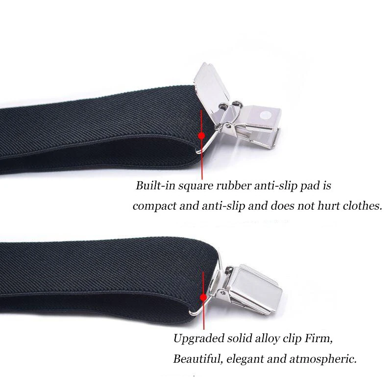 Men's Suspender Business Trousers Strap Clips Braces Vintage Casual Suspensorio Trousers Six-clip Shoulder Straps