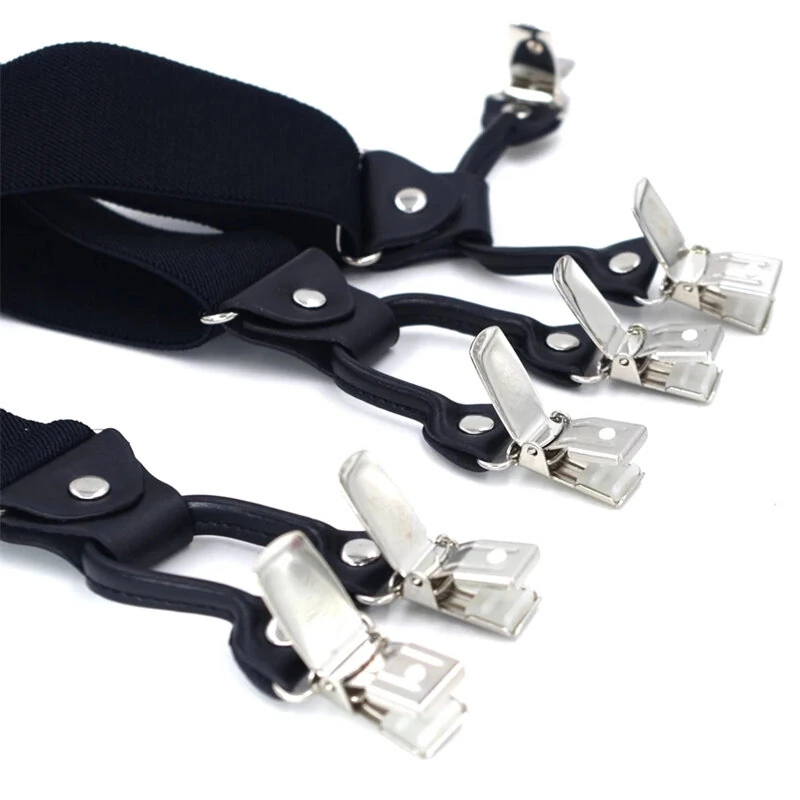 Men's Suspender Business Trousers Strap Clips Braces Vintage Casual Suspensorio Trousers Six-clip Shoulder Straps