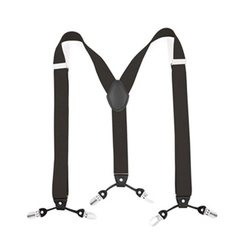 Men's Suspender Business Trousers Strap Clips Braces Vintage Casual Suspensorio Trousers Six-clip Shoulder Straps