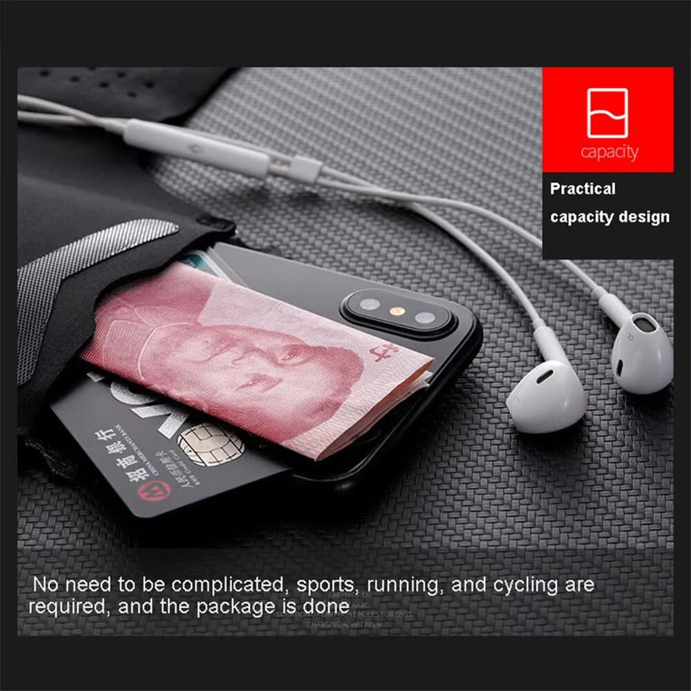 6.5'' Running Arm Bag Sports Waterproof Sweatproof Touch Screen Night Reflective Phone Bag for Outdoor Riding Hiking Fitness