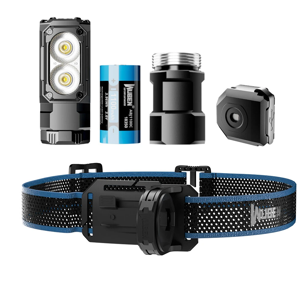 Wuben E7 1800lm Ultra-Compact and Lightweight LED Headlamp & Flashlight With 18350 Battery High Lumen Recheargeable Mini Torch Light LED Headlight