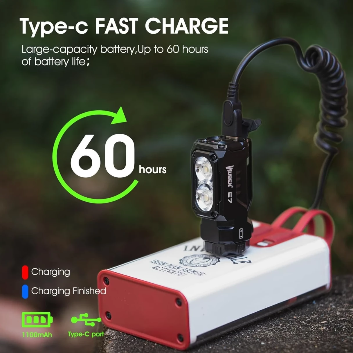 Wuben E7 1800lm Ultra-Compact and Lightweight LED Headlamp & Flashlight With 18350 Battery High Lumen Recheargeable Mini Torch Light LED Headlight