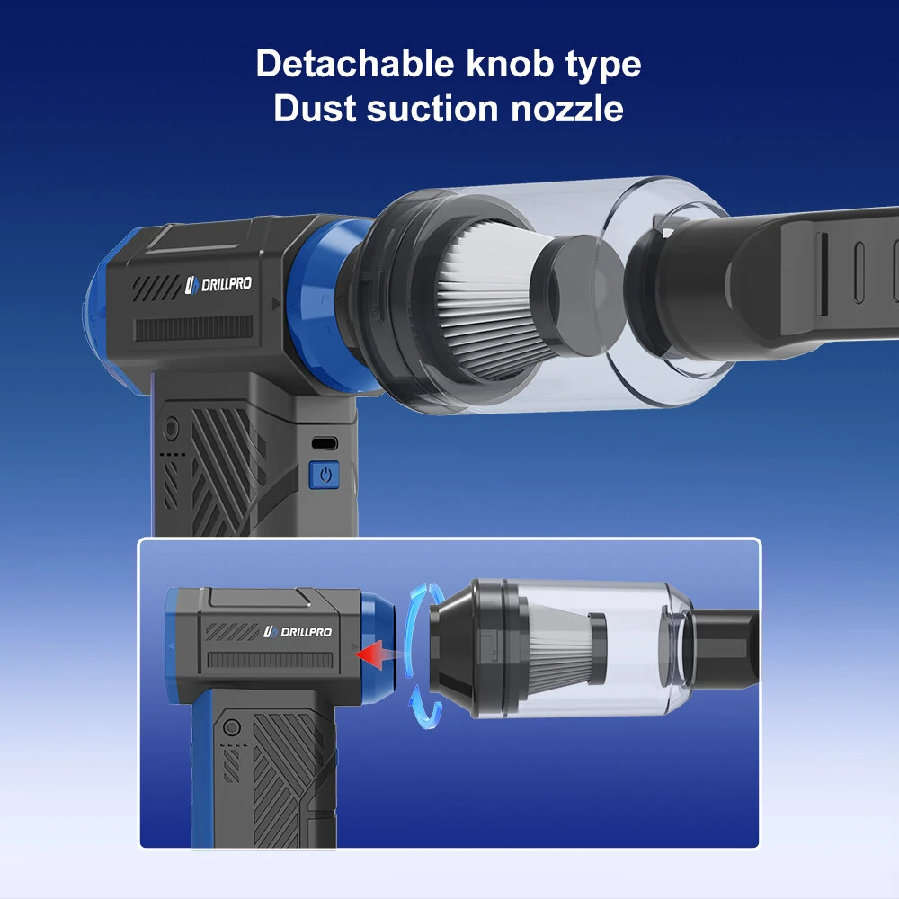 Drillpro G3 90,000RPM 40mm Brushless Motor Turbo Fan 350g Wind Pressure with Multi Nozzles Rechargeable 3*2500mAh Battery LED Light Professional Air Blower Tool