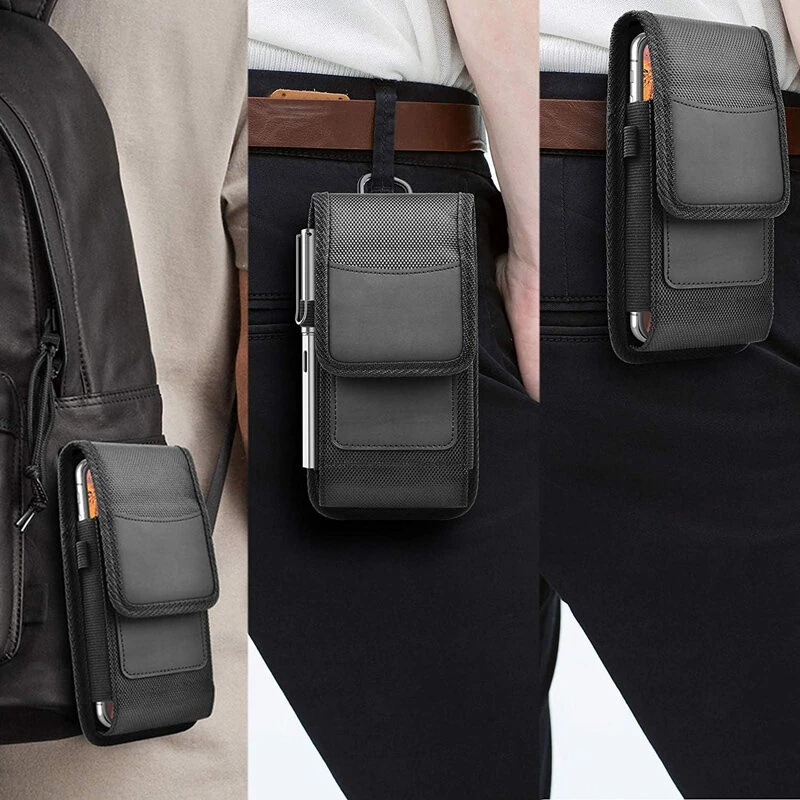 Vertical 5-7.5 inch Phone Holster Case Waist Bag with Belt Clip Portable Nylon Pouch Cover L-XXXL