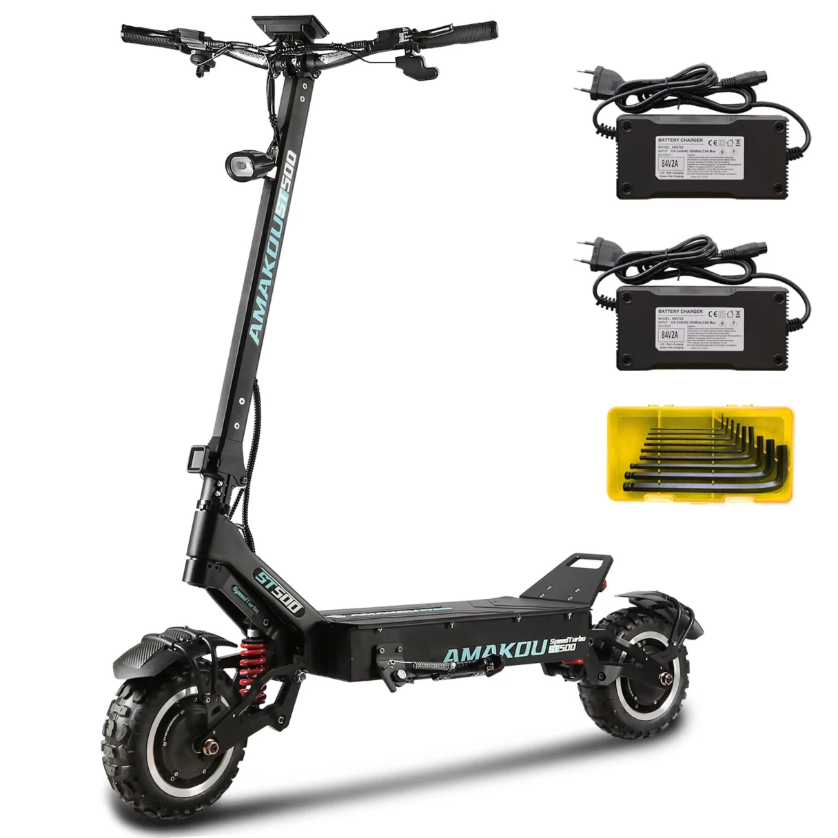 [EU Direct] AMAKOU ST500 Electric Scooter NFC Function 72V 40AH Battery 72V 4500W*2 Dual Motors Recommended Top Speed 25KM/H 11inch Off-road Tires 120KM Max Mileage 120KG Max Load Folding E-Scooter TOURSOR X7