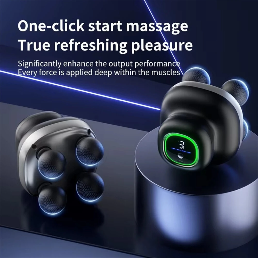 4-Head Massage Gun with 9 Speeds Deep Tissue Percussion 28kg Force 1200mAh Battery Body Muscle Relaxation Tool