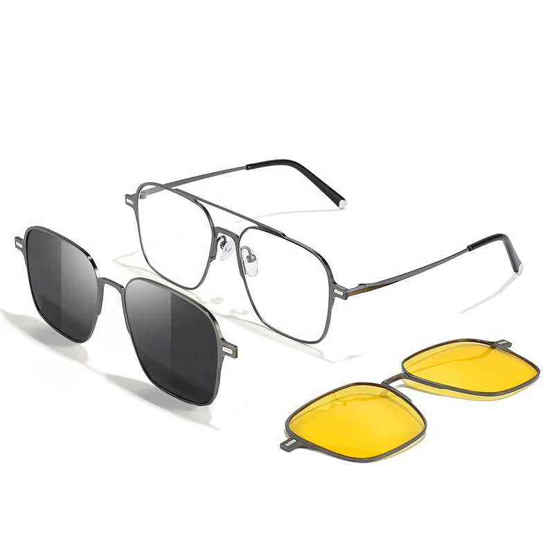 3 In 1 Magnetic Anti-blue Light Eyeglass with HD Polarized | Night Vision Lenses UV-resistant Lightweight Comfy Fashion Sunglasses
