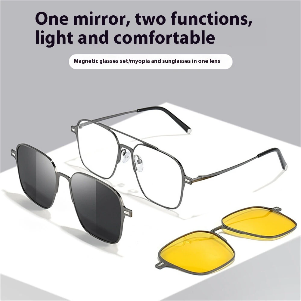 3 In 1 Magnetic Anti-blue Light Eyeglass with HD Polarized | Night Vision Lenses UV-resistant Lightweight Comfy Fashion Sunglasses