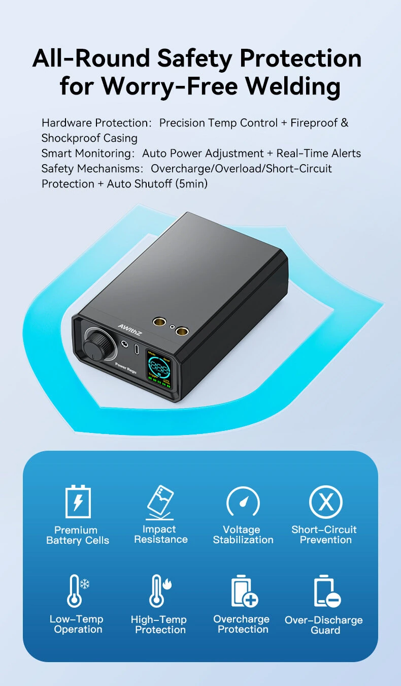 AWithZ UK1 Portable Spot Welder Lithium Battery 0.3mm Nickel Welding Digital Display Compact Design Type-C Charging Automatic Manual Mode