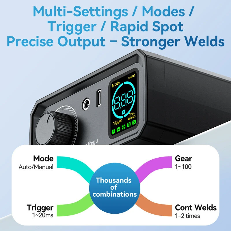 AWithZ UK1 Portable Spot Welder Lithium Battery 0.3mm Nickel Welding Digital Display Compact Design Type-C Charging Automatic Manual Mode