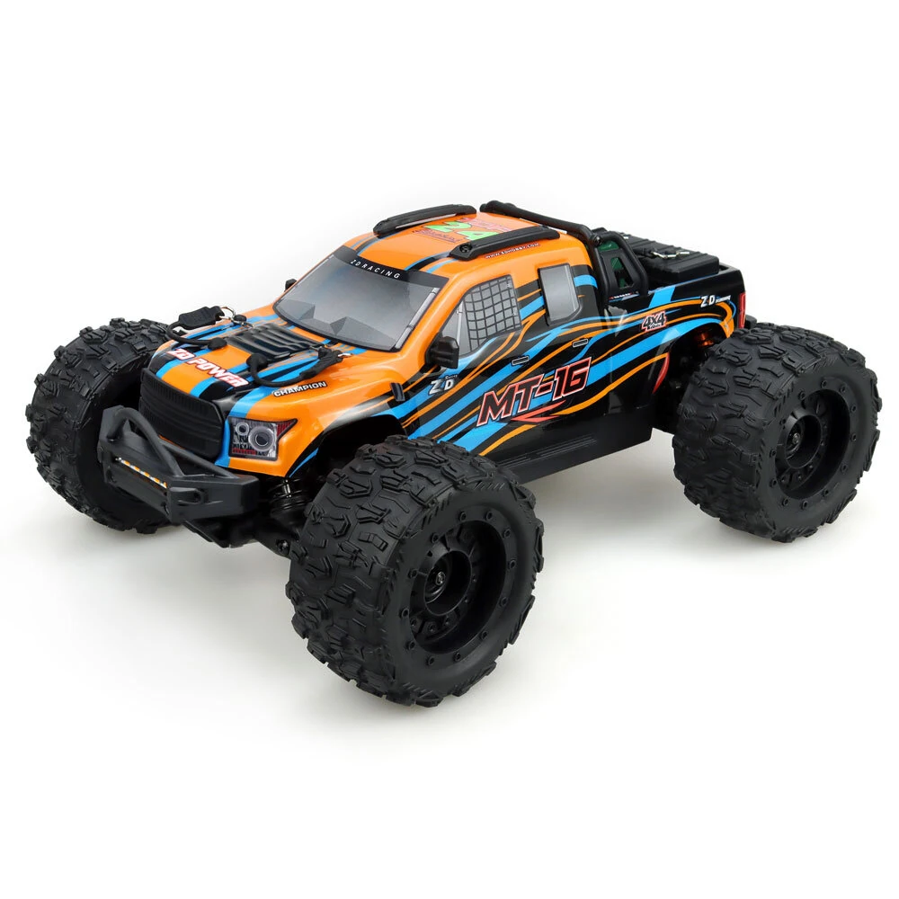ZD Racing MT16 RTR 1/16 2.4G 4WD 80km/h Fast Brushless RC Car 3S Desert Monster Off-Road Truck Alloy Chassis LED Light Full Proportional Vehicles Models Toys Oil Filled Shocks