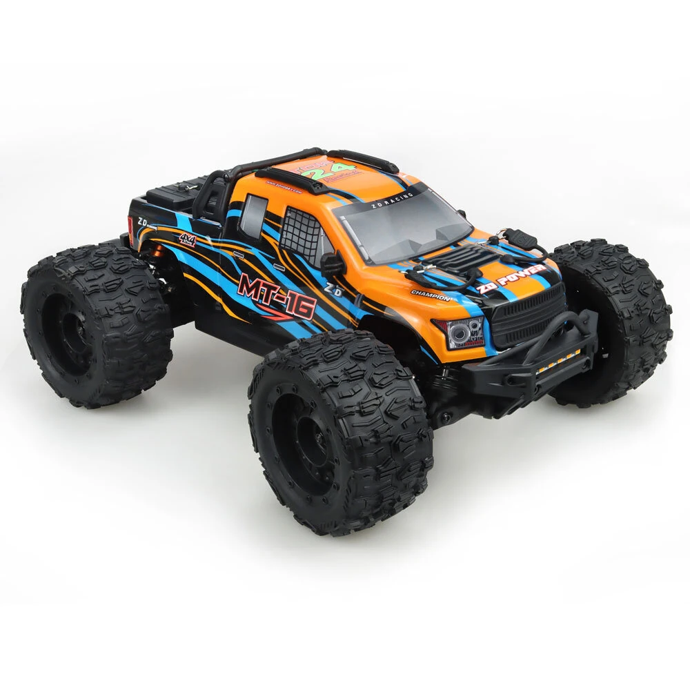 ZD Racing MT16 RTR 1/16 2.4G 4WD 80km/h Fast Brushless RC Car 3S Desert Monster Off-Road Truck Alloy Chassis LED Light Full Proportional Vehicles Models Toys Oil Filled Shocks