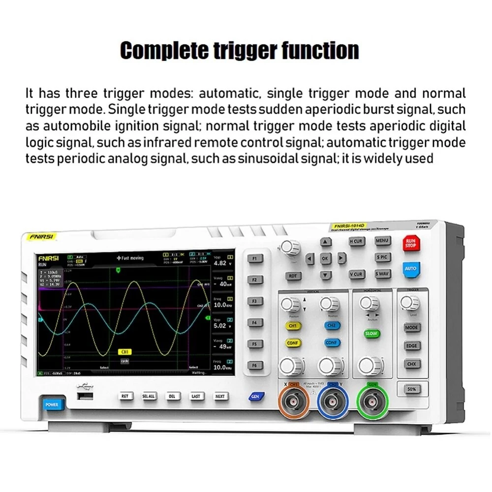 FNIRSI-1014D 7 Inch TFT LCD Display Screen 2 In 1 Dual Channel Input Storage Oscilloscope Digital Signal Generator