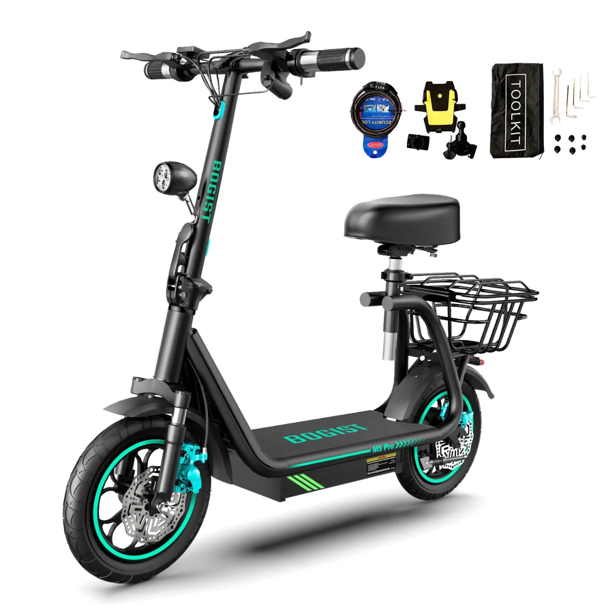 [EU DIRECT] BOGIST M5 PRO+ Folding Electric Scooter with Seat 48V 13Ah Battery 500W Recommended Top Speed 25KM/H Motor 12inch Tires 30-40KM Max Mileage Range 120KG Max Load