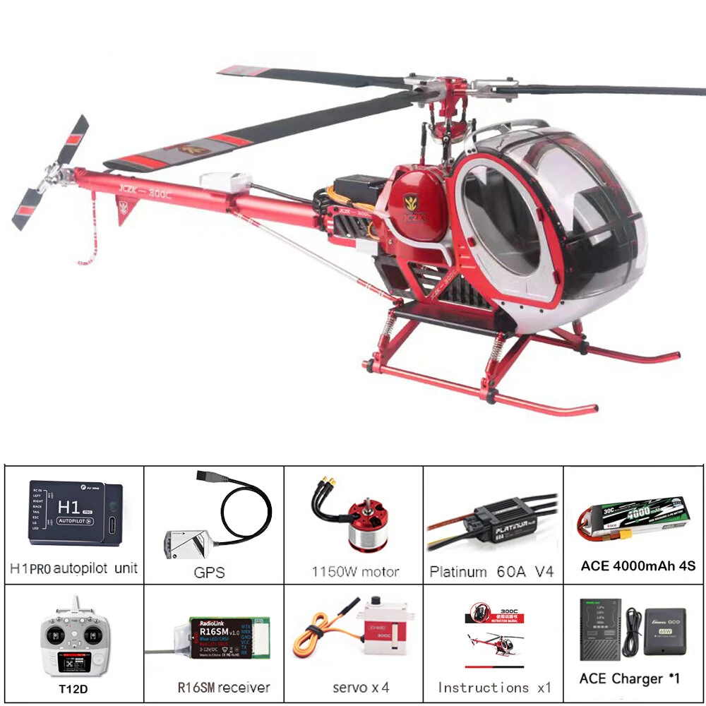 JCZK 300C PRO 470L DFC 6CH Schweizer Scale RC Helicopter RTF One-Key Return H1 PRO GPS Hover with AT9S PRO Transmitter