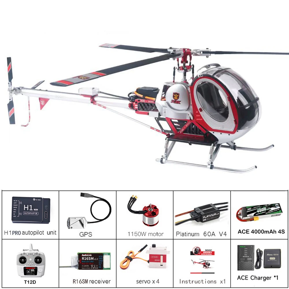 JCZK 300C PRO 470L DFC 6CH Schweizer Scale RC Helicopter RTF One-Key Return H1 PRO GPS Hover with AT9S PRO Transmitter