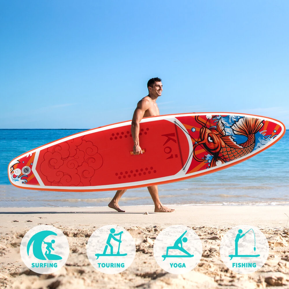 [EU Direct] FunWater 335cm Inflatable Stand Up Paddle Board Surfboard Complete Paddleboard Accessories Adjustable Paddle, Pump, ISUP Travel Backpack, Leash, Waterproof Bag, Adult Paddle Board FUNWATER, SUPFR02D SUPFR01D