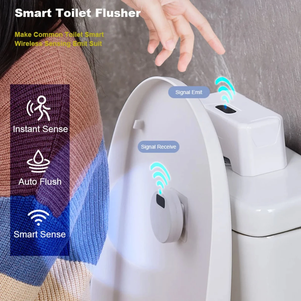 Intelligent Smart Sensor Toilet Flusher Automatic Sensor Touchless Toilet Flush for Public Use Home Bathroom