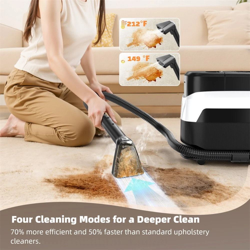 [EU Direct]INSE YISORA W08 1650W Steam Carpet Cleaner, 12000Pa Strong Suction, Dual Water Tanks, High-Temperature Spot & Upholstery Cleaner , teendow c6 max,for Home,Sofa, Mattress, Car Interior