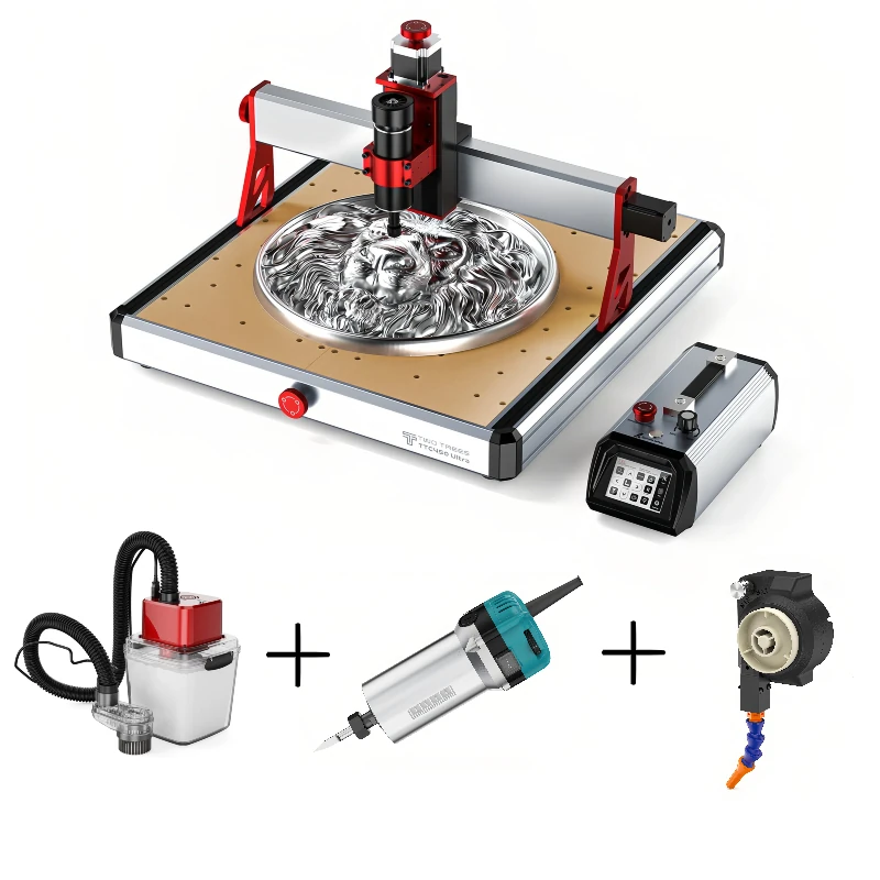 [EU Direct]TWO TREES TTC450 Ultra CNC Router Engraving Machine+30000RPM 800W High Power Motor Woodworking Router Trimmer+500W Air-Cooled Cooling Kit+ M1 Vacuum Monster