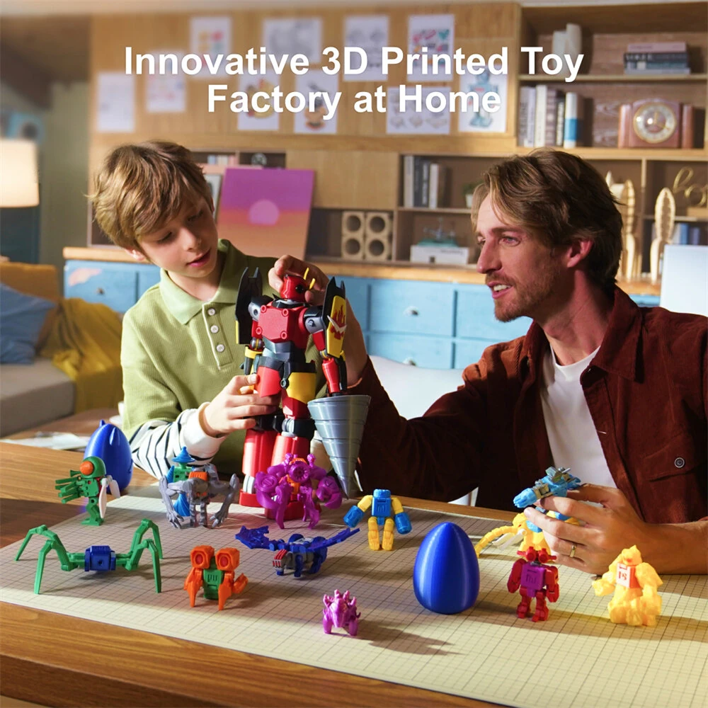 [EU/US Direct]AOSEED X-MAKER JOY 3D Printer for Kids High Precision 0.05mm 200mm/s Printing Speed Wi-Fi USB Enclosed Safe Design AI Voice Interaction Customization with 4er Colorful PLA Filament Set
