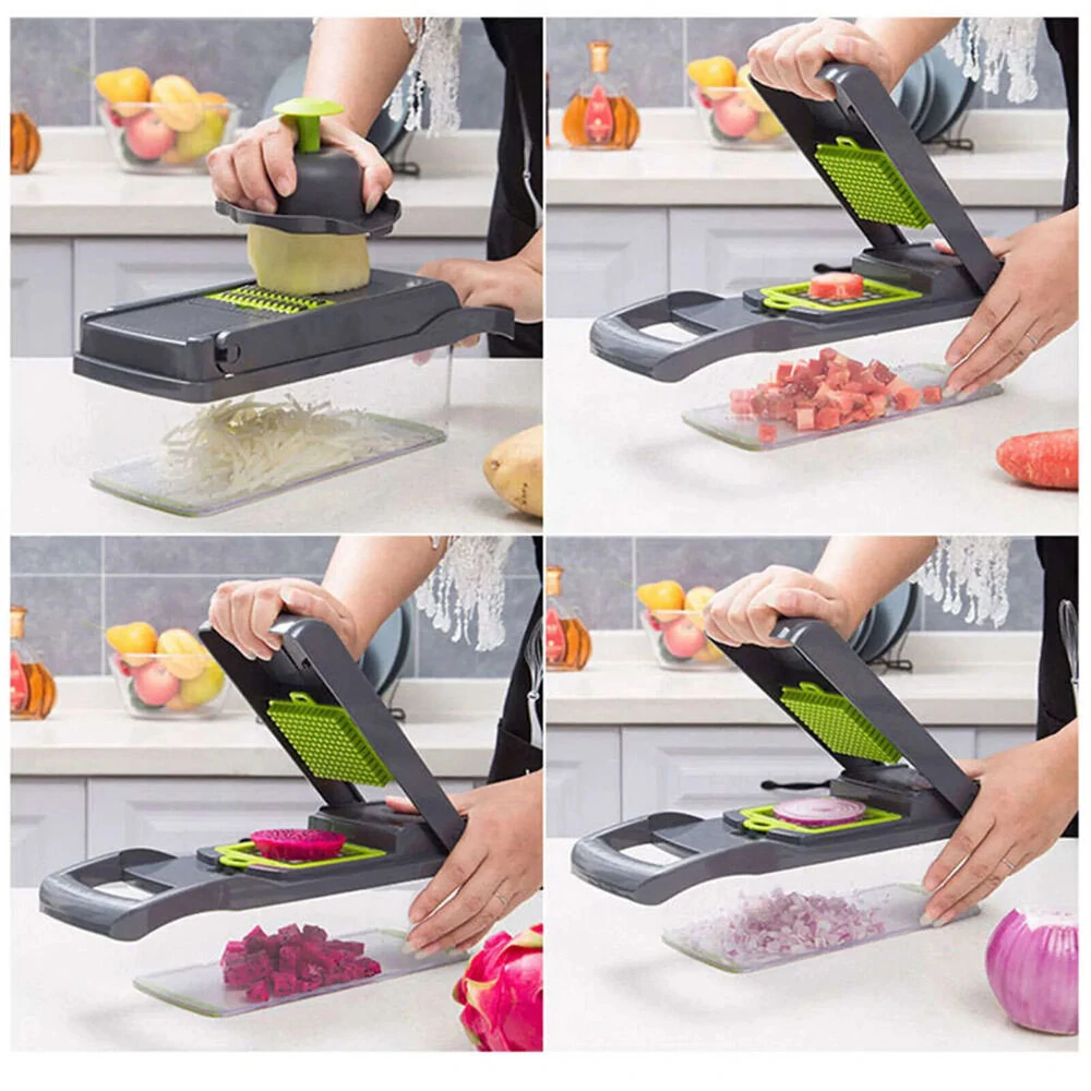 14-in-1 Vegetable Slicer Multifunctional Eco-Friendly Compact Kitchen Tool with Stainless Steel Blades Perfect for Efficient Chopping Shredding Slicing Fruits and Vegetables