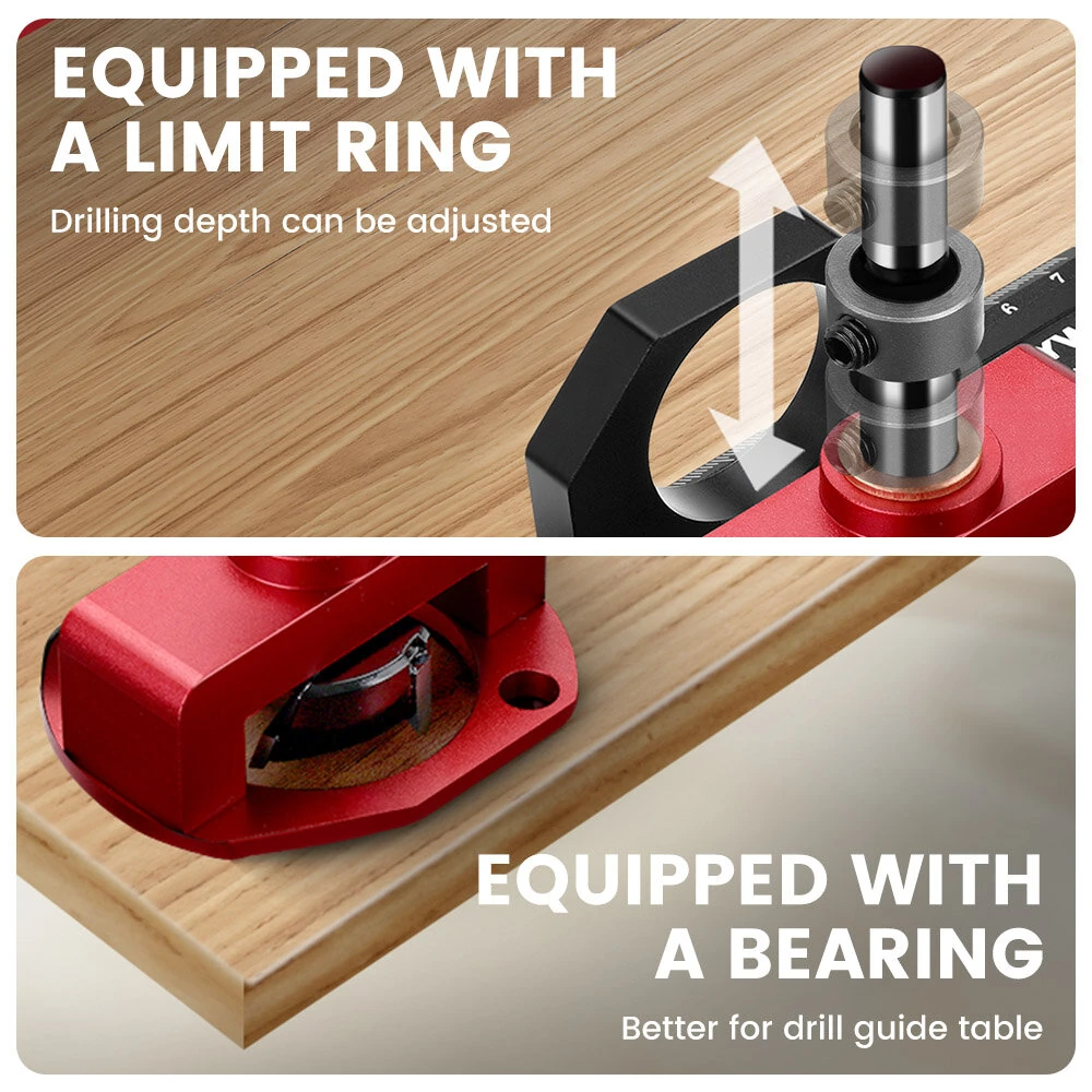 ENJOYWOOD Concealed Hinge Jig with Quick Clip and Dust Vacuum Adapter Concealed Door Hinge Jig 35mm Cabinet Hinge Jig Hinge Hole Drilling Jig for Woodworking Door Cabinet Hinges Mounting Tool