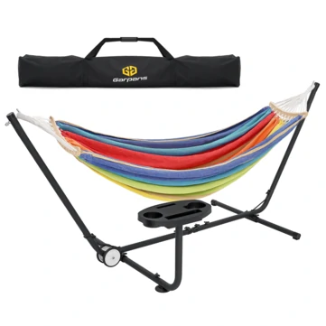 Garpans 2 Person Hammock Adjustable Length 9-11ft Portable Hammock Stand with Built-in Wheel with Carrying Bag for Outdoor Indoor Garden Yard